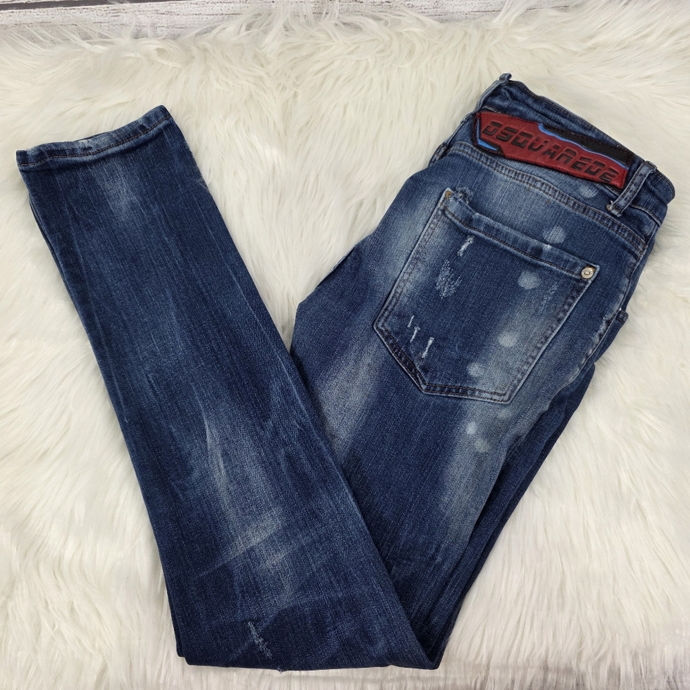 DSQUARED2 Vintage Men's Distressed Blue Skinny Jeans